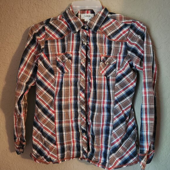 Adiktd Womens Long Sleeve Pearl Snap Western Shirt Size Large - Picture 1 of 4